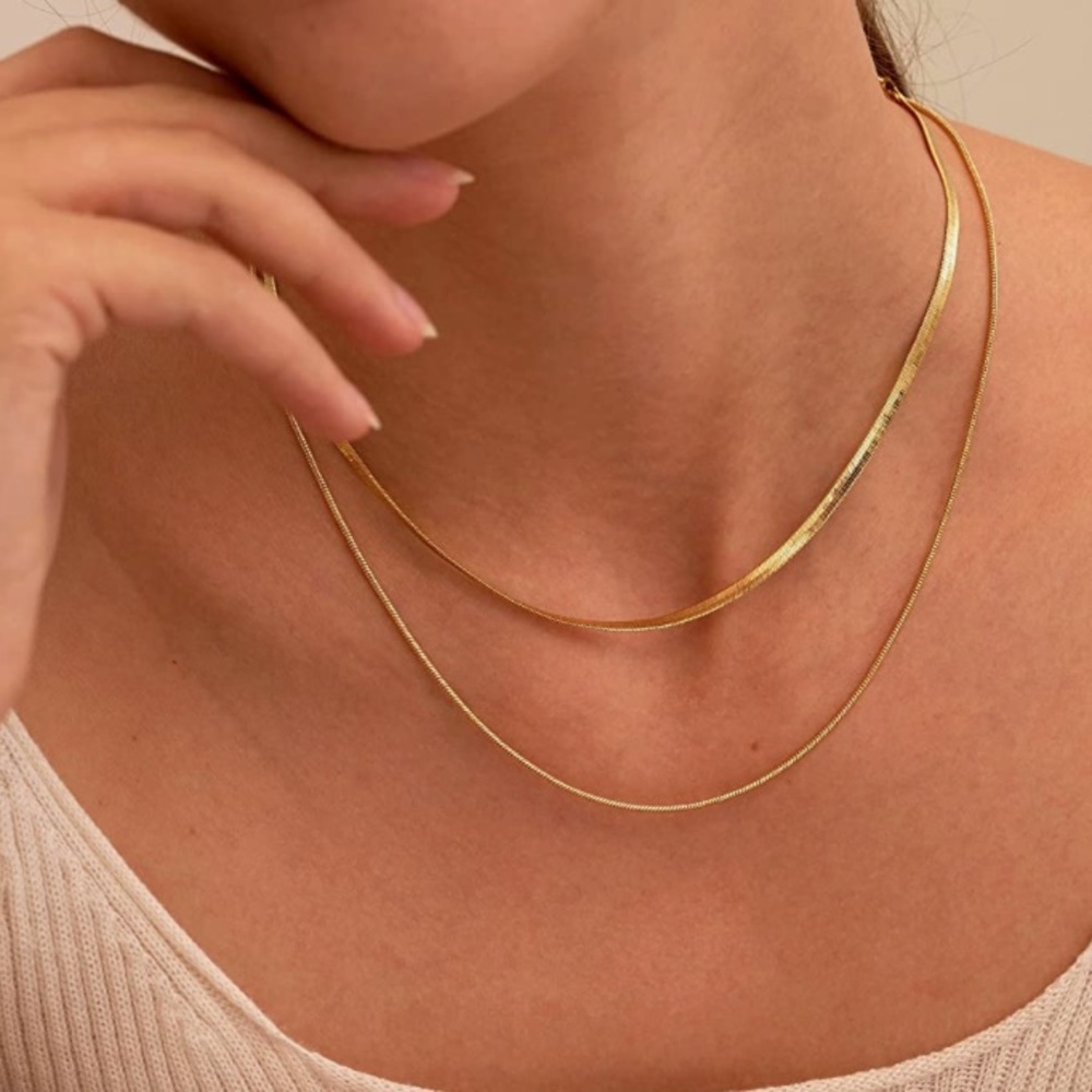 Tewicky Dainty 14k Gold Layered Necklace